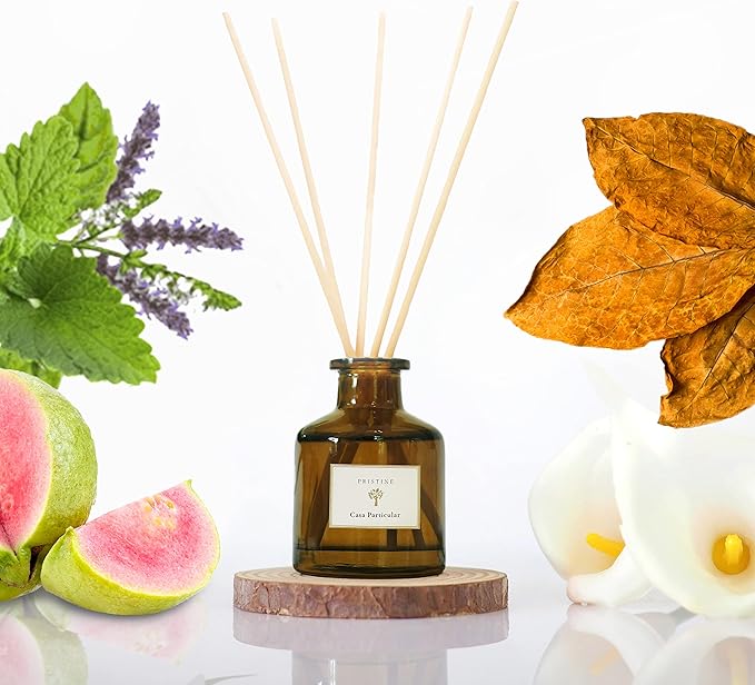 PRISTINE Casa Particular/Inspired by Wyndham Reed Diffuser for Home | Rich Blend of Tobacco Leaves, Sweetness of Guava Reed Diffuser Set, Oil & Reed Diffuser Sticks | Home & Office Decor