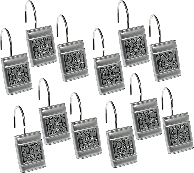 Zahari Home Sinatra 13pc Bathroom Shower Curtain Set - Classic Luxury Fabric Curtains with Unique Design & 12 Hooks