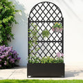 Metal Raised Garden Bed with Trellis & Wheels,72" x 35"x 15.7" Planter Box with Trellis,Privacy Planters for Patio,Garden Bed for Climbing Plants,Suitable for Climbing Plants and Vegetables,Black