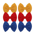 Baby Girls Hair 3'' Bows Clips Set Handmade Bow Hair Clips Hair Accessories Alligator Clip for Babies Infant Toddlers Little Kids 6 PCS Red Yellow Royal Blue