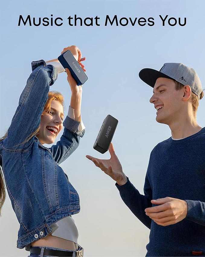 Anker Soundcore 2 Portable Bluetooth Speaker with Stereo Sound, Bluetooth 5, Bassup, IPX7 Waterproof, 24-Hour Playtime, Wireless, Speaker for Home, Outdoors, Travel