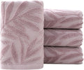 Pidada Hand Towels Set of 4 Leaf Pattern 100% Cotton Absorbent Soft Decorative