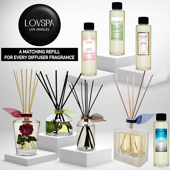 LOVSPA DE-Stress Lavender Eucalyptus Diffuser Oil - Luxury Essential Oils for Diffuser Refill & Air Freshener Room Spray - Long-Lasting Home Fragrance, Scented Oil for Diffusers, USA Made, 4oz