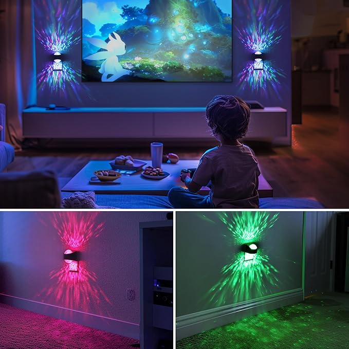 Night Lights Plug into Wall, Star Projector for Bedroom, Night Light Projector for Kids, 9-Color RGB Galaxy Nightlight with Dusk to Dawn Sensor for Bathroom, Home Gaming Room Decor, Christmas Gifts