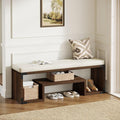 Tribesigns Shoe Storage Bench with Cushion, 47" Entryway Bench with Storage Shelf and Removable Padded Seat for Entryway, Hallway, Living Room, Bedroom, Vintage Brown
