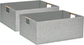 Collapsible Storage Box for Women - Foldable Home Organizer 16.9x12.5x7Inches with Wooden Handles | Closet, Bathroom & Kids Room Storage | Heavy-Duty Linen Fabric 2Pack