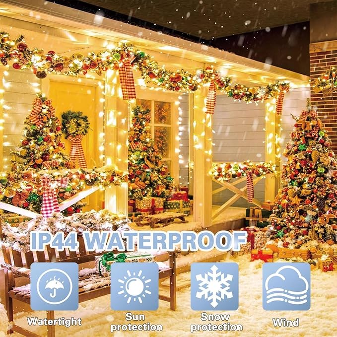 LAMPHOME 165ft Christmas Decorative Mini Lights, 500 LED Transparent Wire Fairy Starry String Light Plug in, 16Lighting Modes for Indoor Outdoor Xmas Tree Wedding Party Decoration (Yellow)
