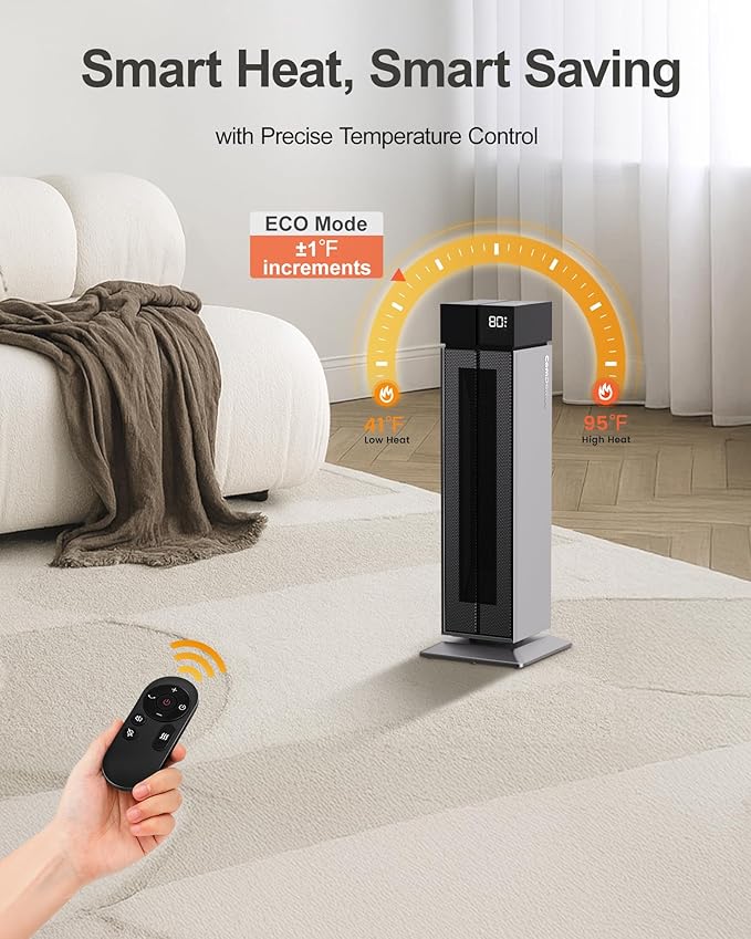 ComDomus Electric Heaters for Indoor Use, 25” Space Heater Large Room