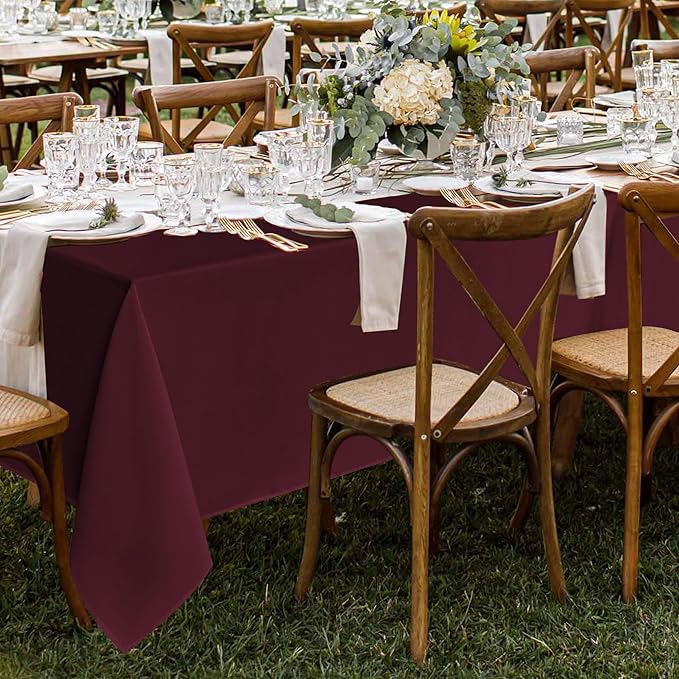 Fitable 8 Pack Table Cloth Rectangle Table: Stain and Wrinkle Resistant Tablecloth Rectangular, Washable Polyester Tablecloths for Wedding Party Dining Banquet Event Catering(Burgundy, 70x120 Inch)