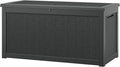 NUNU LAB 300 Gallon Outdoor Storage Box,Resin Large Sturdy Deck Box, Backyard Outside Storage Box Waterproof with Double Wall Panels,Package Delivery Garden Outdoor Hose Bin