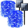 2-Pack 200 LED Solar Fairy Lights Outdoor, Upgraded Oversize Lamp Beads & Super Bright Solar String Lights Outoor, 8 Modes Solar Lights for Garden Patio Decorations(Blue)