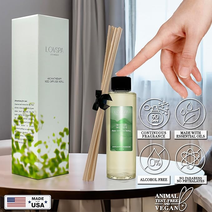LOVSPA Winter Woods Reed Diffuser Oil Refill with Bamboo Reeds - 4 oz