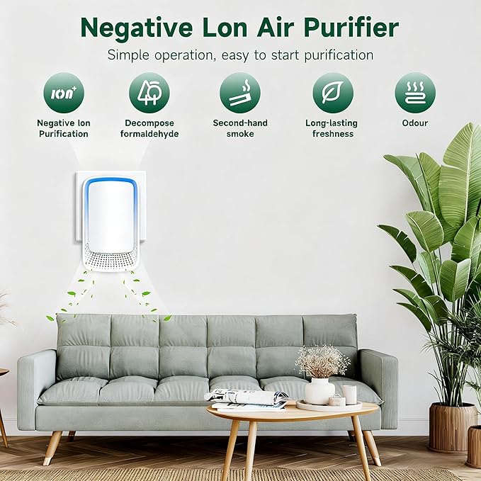 Plug In Air Ionizer Purifier for Home (6 Pack), Negative Ion Generator, Quiet Air Freshener for Bedroom, Office, Kitchen, Portable Air Filter, Mini Air Cleaner