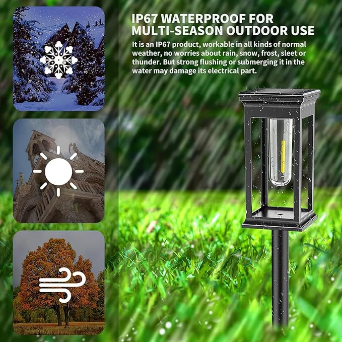 Amzxart 8 Pack Solar Pathway Lights Waterproof, Solar Outdoor Lights,Auto-on/Off Pathway Light Solar Powered for Garden Lawn Patio Decoration