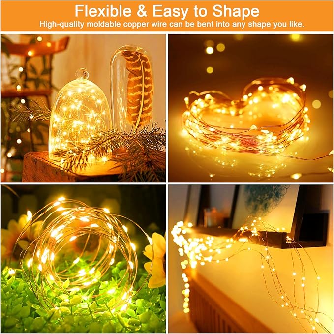Solar Fairy Lights Outdoor Waterproof,39.4ft 120LED Solar String Lights for Outside 8 Modes 2 Packs for Patio Backyard Garden Deorations Warm White