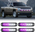 Nilight 6LED Emergency Strobe Lights 4PCS Ultra Slim Surface Mount Hazard Caution Light bar 12-24V Sync Feature Warning Flashing Light kit for Truck Car Vehicle ATV SUV UTV Purple and White