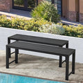 Black Outdoor Bench, Outdoor Metal Backless Bench Set of 2, 46" Patio Garden Bench for Outdoor, All Weather Outdoor Bench for Garden, Backyard, Porch, Black