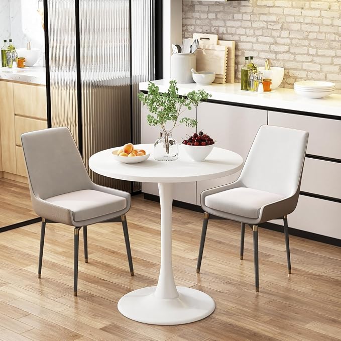 White Round Table 24 inch, Modern Round Dining Table, Mid Century Coffee Table, White Tulip Round Table for Living Room and Kitchen
