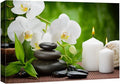 wall26 Canvas Print Wall Art Basalt Stones & Orchids on Wood Panel Nature Floral Photography Realism Rustic Colorful Multicolor Ultra for Living Room, Bedroom, Office - 24"x36"