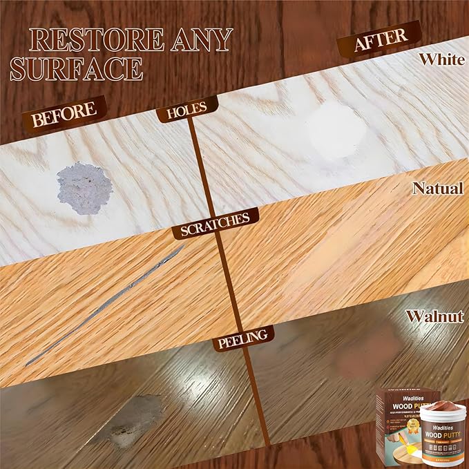 Walnut Wood Filler, Walnut Wood Putty, Paintable Stainable Wood Repair Putty, 9.87 Ounce Wood Furniture Repair kit, Quickly Repair Wood Cracks and Holes on Wooden Floor Furniture (Walnut)