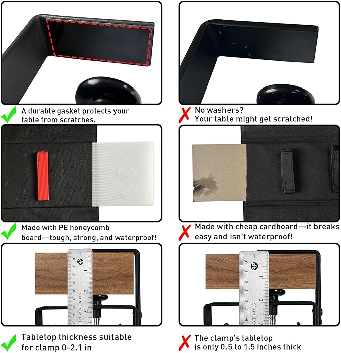 Under Desk Cable Management,No Drill 36",cord organizer,with Silicone Pads (No Scratch!)16 Cable Ties,Washable PE Honeycomb Base,Clamp/Screw Mount-Fits Any Desk 0-2.1",No Stinky Cardboard! Black