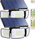 intelamp Solar Outdoor Lights 1200LM 6000mAh Security Lights with Remote Control,3 Heads Motion Sensor Light Outdoor, IP65 Waterproof,270° Wide Angle Flood Wall Lights with 4 Modes