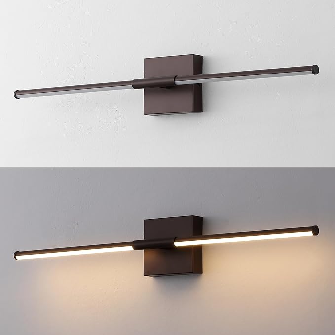 JONATHAN Y 28" Oil Rubbed Bronze Modern Dimmable Integrated LED Wall Sconce, Minimalist Adjustable Metal Vanity Light for Bathroom Mirror, Bedroom, Hallway, 3000K, ETL Listed (JYL7041D)