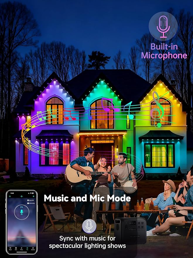 200FT Permanent Outdoor Lights, Smart RGB Eave Lighting for House, IP67 Waterproof LED Outside House Lights with App/Remote Control, for Christmas, Holiday Decor, Party, Daily