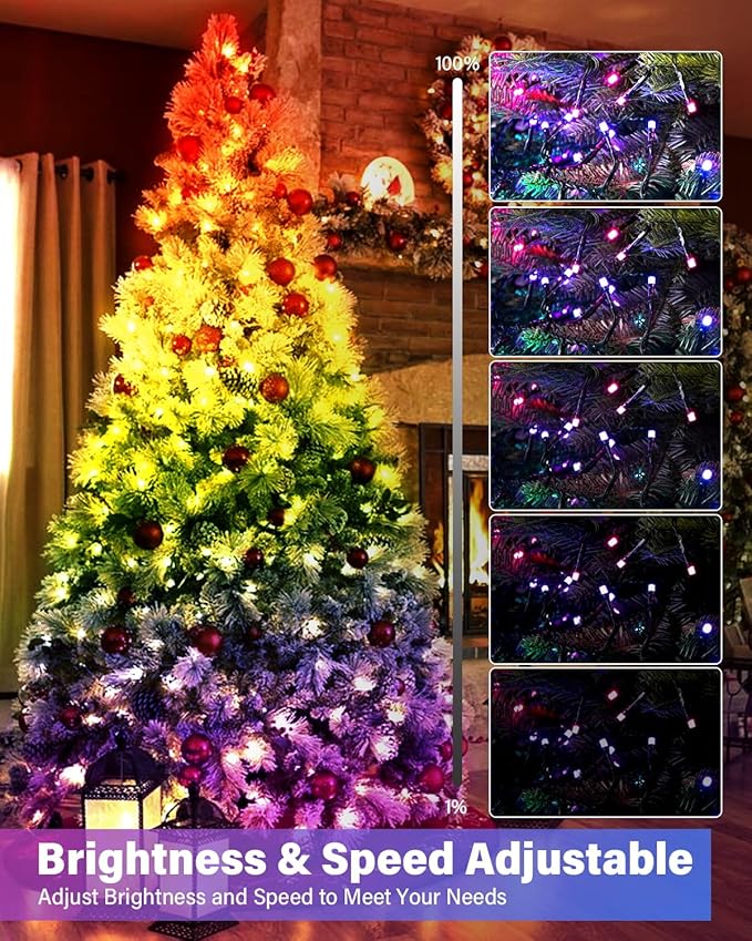 165FT 500Led Smart Outdoor Christmas Lights, Dynamic DIY Color Changing Christmas String Lights App Remote Control, Group Control Fairy Twinkle Tree Lights for Indoor Xmas Fence Handrails Decorations