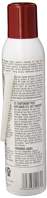 Dynatex 49272 Low Volatile RTV Silicone Gasket Maker, 0 to 650 Degree F, 8 oz Automatic Can, Red