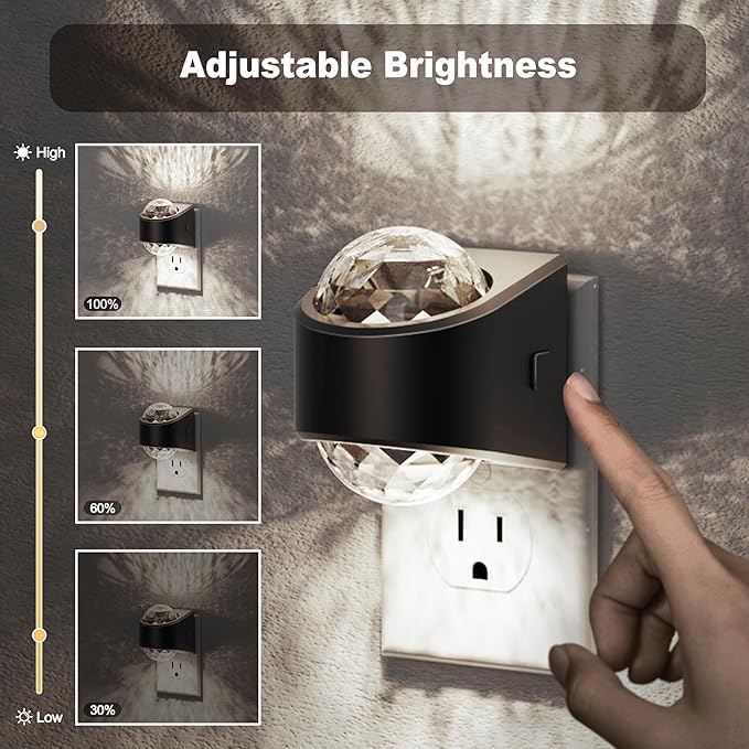JandCase Night Lights Plug into Wall, 2 Pack Star Projector Night Light with 5000K Daily White, Automatic Galaxy Nightlight Plug in with Light Sensor for Bathroom Hallway Room Decor