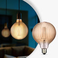 Light Bulbs, 4W Dimmable Decorative Large Unique Amber Globe G125 Edison LED Bulbs with Squirrel Cage Filament, E26 Medium Base, 2200K Warm Ambient Mood Lighting for Indoor Decoration, 1 Pack