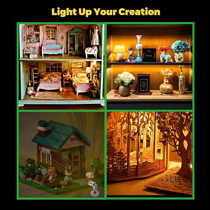 Metal Miniature LED Lights,Tiny Spot Light with Magnet Base,Battery Operated LED Lights,Wireless Miniature Spot Light for Artwork Painting,Jewelry Showcase,DIY Hand Craft (Blue)