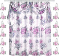 Zahari Home 13pc Michelle Bathroom Shower Curtain Sets Shower Curtain & 12 Shower Bathroom Hooks Modern Classic Luxury Contemporary Decor Floral Shower Curtain Stylish Bath Sets