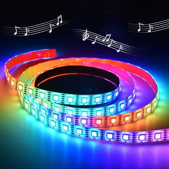 AW 6.6ft LED Strip Light Kit APP Control Music Sync Color Changing Wifi Smart 120 LEDs Ambient Lamp Compatible with Alexa & Google Assistant for Bedroom Gaming Room