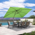 PURPLE LEAF 9' X 11.5' Rectangle Cantilever Umbrella Patio Umbrella Outdoor Aluminum Offset Hanging Umbrella with 360-degree Rotation for Pool Garden Backyard Deck, Green