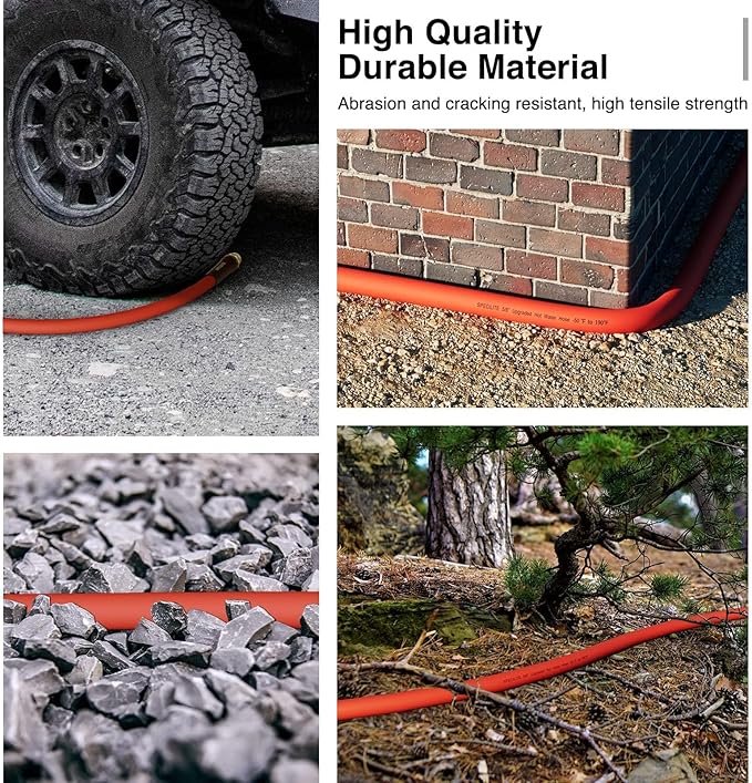 SPECILITE 3/4" Hot/Cold Garden Water Hose 50 ft, -50℉-190℉,Flexible & Lightweight With 3/4" Brass Fittings for Yard, Outdoor, Farm, Red