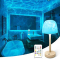 Waterproof Shower Lamp for Inside Shower, Rechargeable Bathroom Lamp with Remote & Touch Control, Cordless Shower Light with 16 Color Changeable, LED Ocean Wave Projector Light for Bathroom/Bathtub