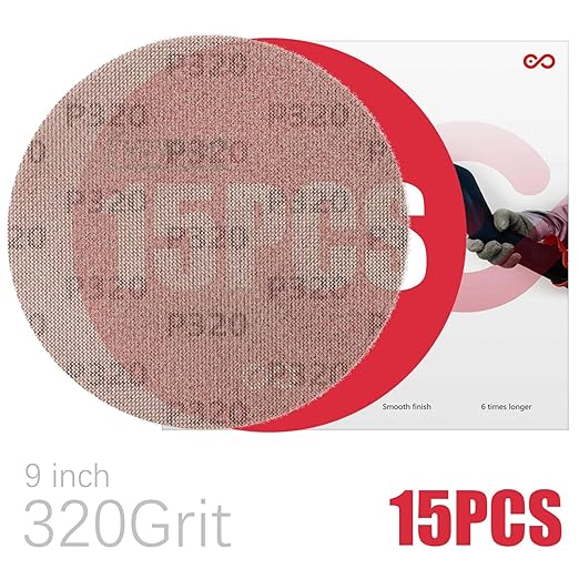9 Inch Sanding Disc Drywall Sandpaper, Dust Free Sanding Drywall Sander Pads, 15 Pack 320 Grit