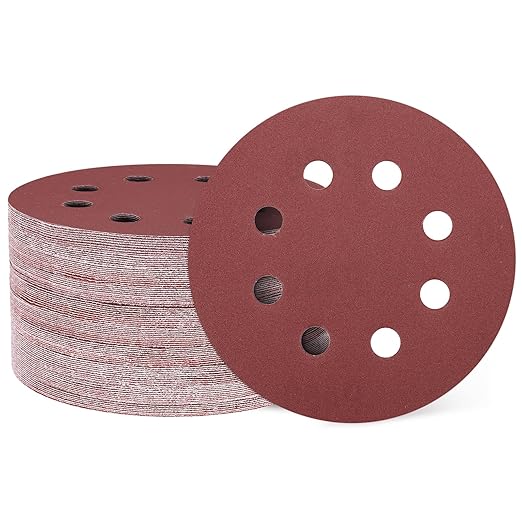 HARFINGTON 100 Pcs 5 Inch Sanding Discs, 400 Grit Hook and Loop Sandpaper, 8-Hole Aluminum Oxide Orbital Sander Sandpaper for Woodworking Automotive Metal Polishing, Red