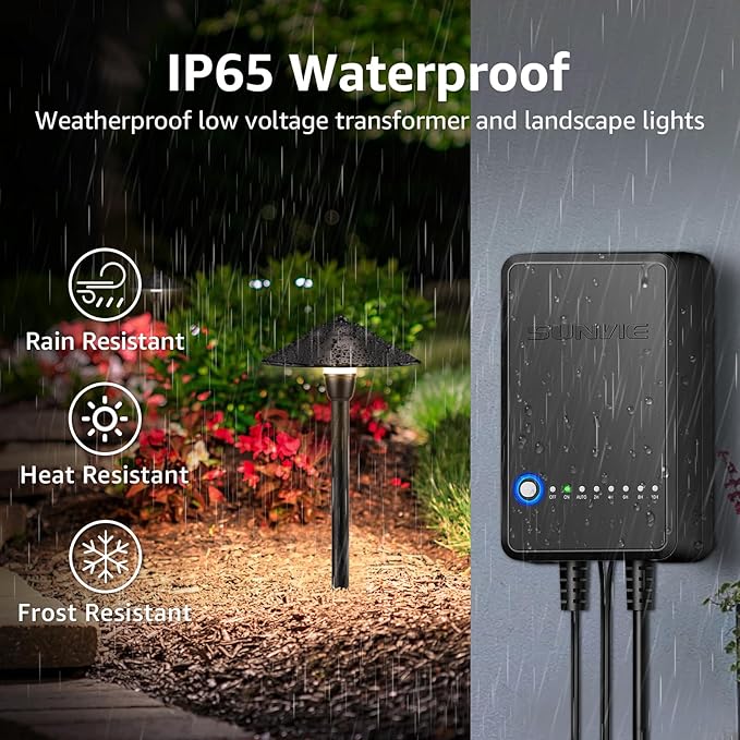 SUNVIE All-in-One LED Pathway Lighting Kit, 8-Pack Low Voltage Landscape Lights with Transformer and 100FT 16/2 AWG Wire, 3000K Waterproof Landscape Lighting with Connectors for Walkway Garden Yard
