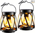 GARPAR Solar Lights Outdoor Waterproof, Upgraded Metal Outdoor Lantern, Brighter Auto On/Off 18H Hanging Solar Lights for Outside Garden Yard Patio Decor, Mother's Day Gift for Mom Grandma 2 Pack