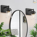 Espird Matte Black Wall Lights, Set of 2 Wall Sconce with Clear Glass Shade, Farmhouse Sconce Lights, Wall Mount Lamp for Bedroom Mirror Living Room