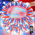 LAMPHOME 99ft 300LED Red White and Blue Patriotic String Lights, 16 Modes Red White Blue LED Lights Plug in, 4th of July Lights Outdoor for Independence Day Memorial Day Patriotic Window Decor