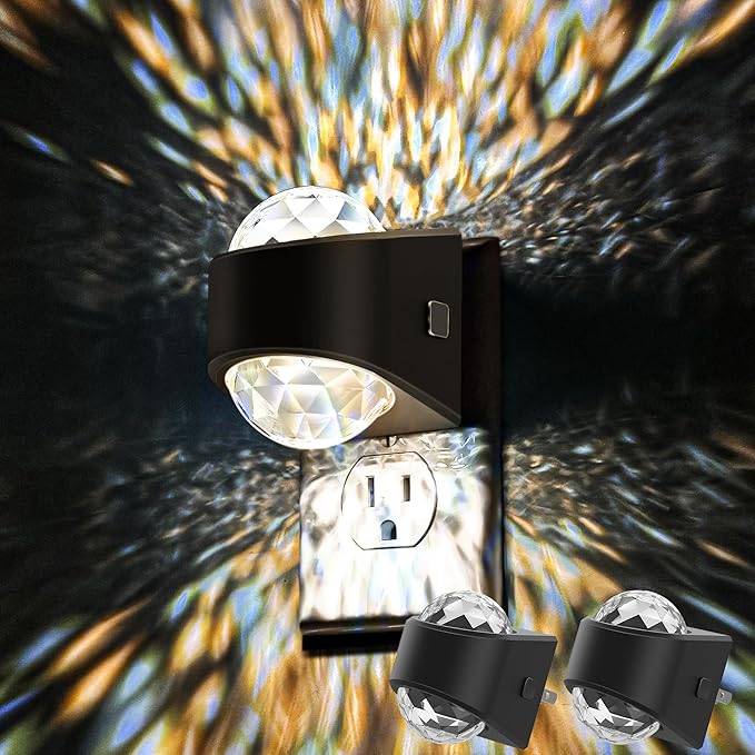 Night Light Plug into Wall, Color Changing Night Light, 3CCT Diamond Design with Galaxy Star Projector, Dusk to Dawn Sensor for Bathroom Bedroom Gaming Room Decor Gift,2 Pack