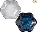 2Pcs Ceramic Jewelry Dish - Lotus Leaf Shape, for Ring Holder Necklace Small Key, Suitable for Mother Friend Sister, Gifts for Women, Cute Plate Trinket Tray, Home Decor (Grey & Blue)