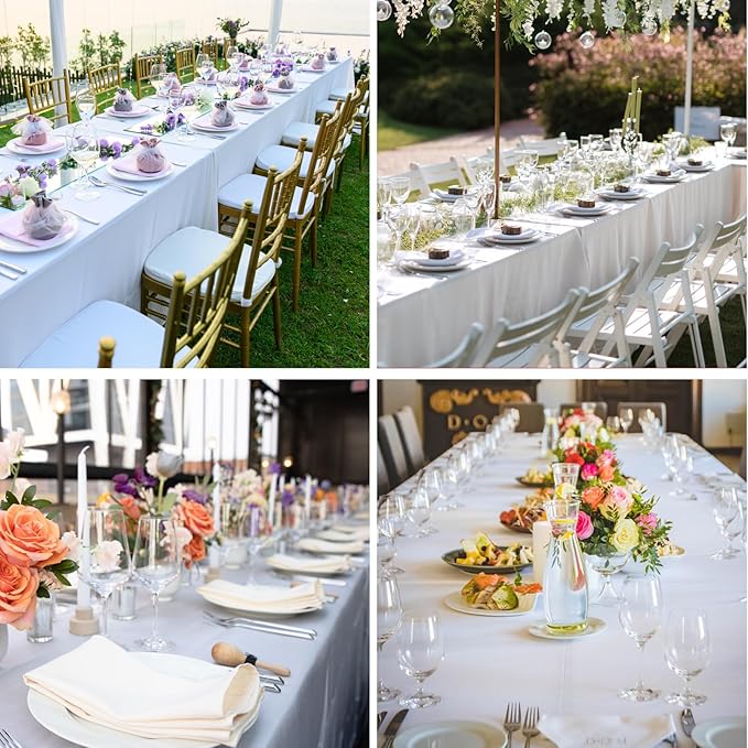 Rectangle Tablecloths 90x132 Inch 10 Pack White Tablecloth for 6ft Washable Decorative Linen Polyester Table Cloths for 8ft Dining Table Banquets Buffet Parties and Wedding