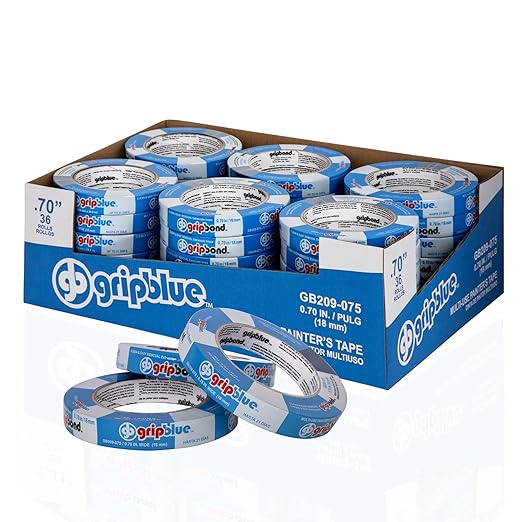 Blue Painters Tape 3/4 Inch Wide, 36 Rolls Masking Tape - Perfect for Precise Lines on Walls & Trim, Multi-Surface, Residue-Free, Easy Removal - Ideal for Indoor & Outdoor Use, 0.70in x 60yds