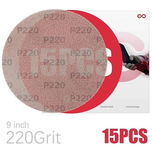 9 Inch Sanding Disc Drywall Sandpaper, Dust Free Sanding Drywall Sander Pads, 15 Pack 220 Grit