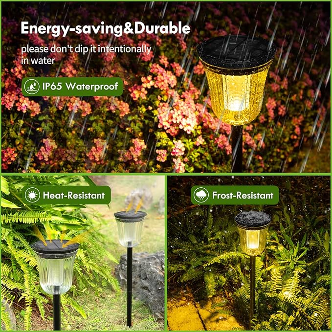 Solar Pathway Lights Outdoor Waterproof, 4 Pack 200 Lumens Super Bright Solar Garden Lights with 2 Lighting Modes, Auto On/Off Outdoor Solar Lights for Yard, Walkway, Lawn, Driveway, Path